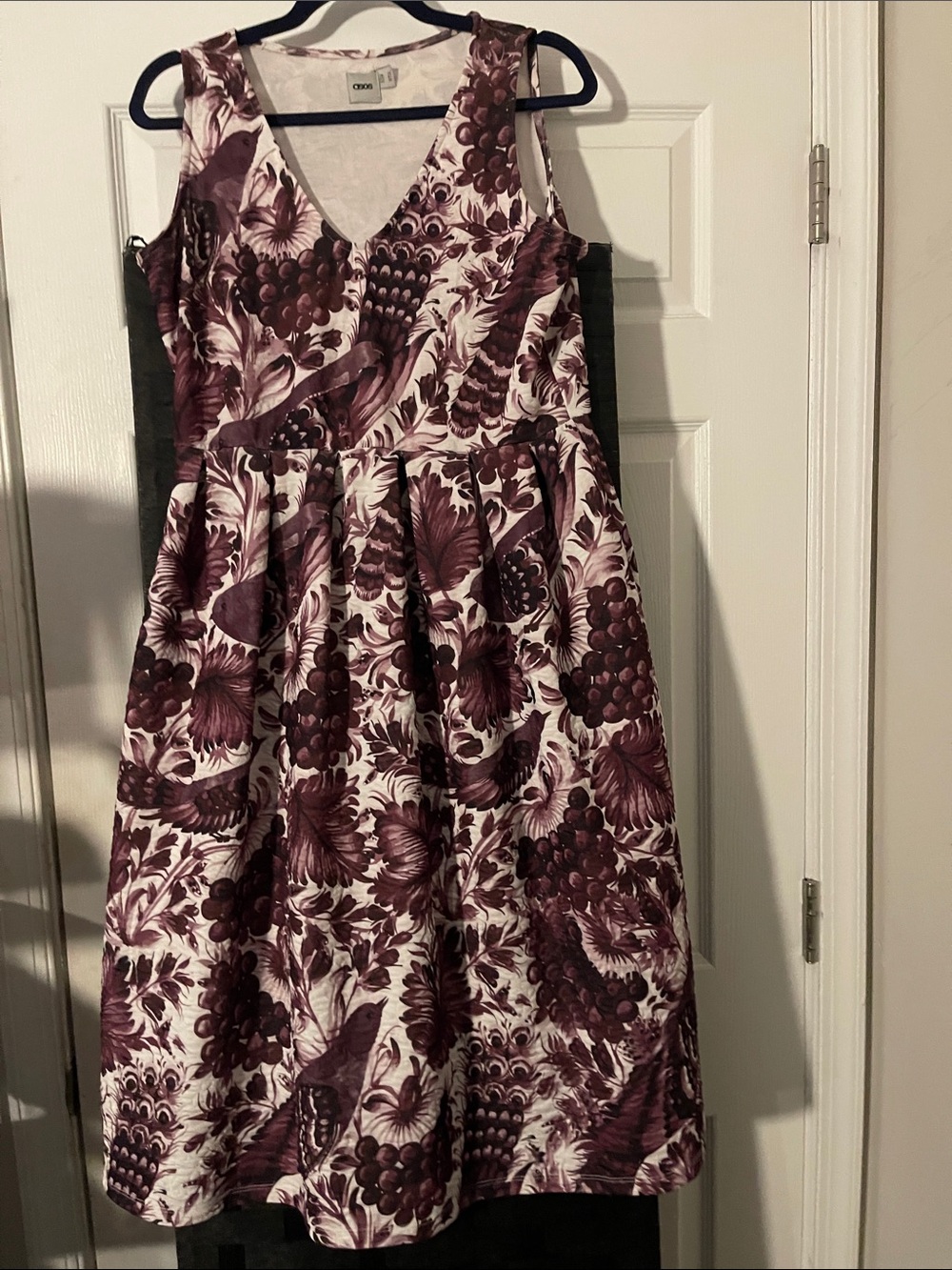 ASOS Plum and White Floral Fit-and-Flare Dress